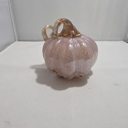 Hand Blown Glass Pumpkin Lilac/ Lavender W/ Gold & White Flecks (J)