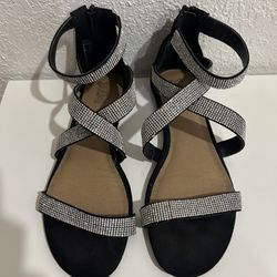 Black Rhinestoned Sandals 