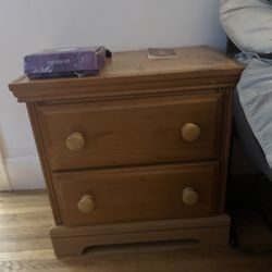 Wooden Nightstand – 2 Drawers, Great Condition