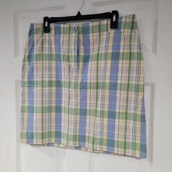 Hannah Women's Midi Skirt - Size 14 - Blue, Yellow, Plaid, Pockets