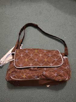 Baby diaper bag Brown with blue stitching