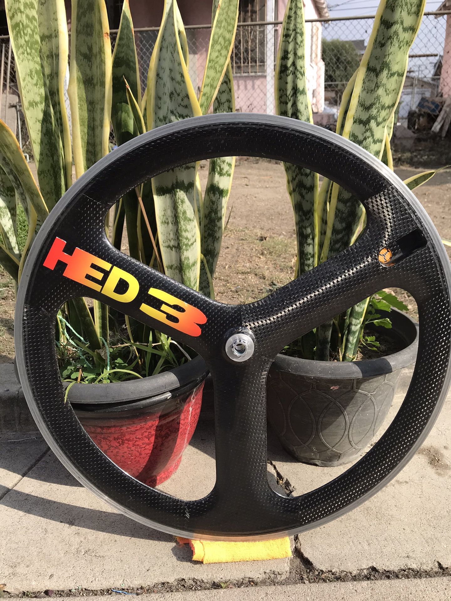 Carbon Fiber Hed H3 Tri Spoke Tri Spoke Clincher 650C Rear Wheel 