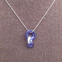 Necklace and Earring Blue Circle Combo Set - Silver Chain