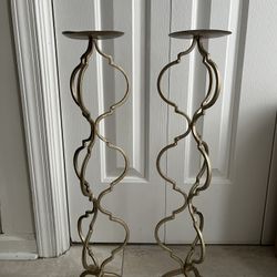 Great Accent Pieces!! 2 Candle Stands Goldish Color.  