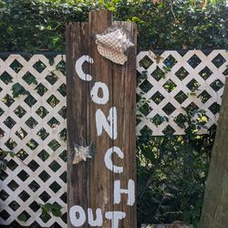Conch Out Nautical Yard Art Decor Sign 4 Ft