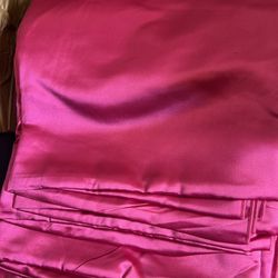 Fuschia Satin Drapes