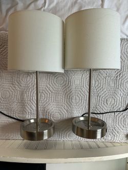 2 brushed nickel lamps