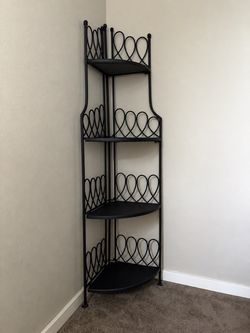 Black Metal 4-Tier Corner Shelf
