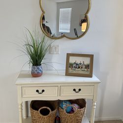 Entry Table + Mirror + Baskets (Farmhouse Style)