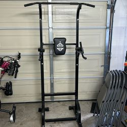 Sturdy Pull Up, Dip Ab Crunch, Push Up Gym. Solid construction. Easily Moveable Home Gym. 3’x3’ Base, 6.5’ Tall