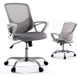  Office Desk Chair, Mid Back Lumbar Support Computer Mesh Task Chair, Grey
