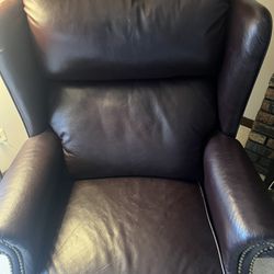 Brown Leather Wingback Recliner Chair