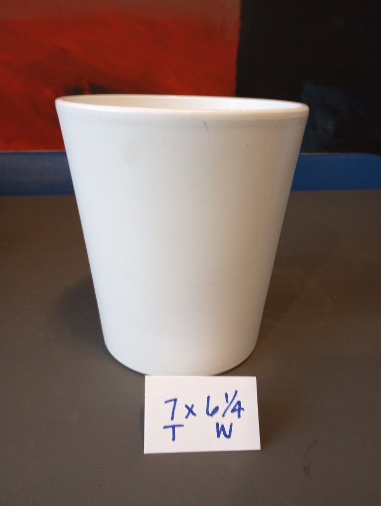 Tall Matte White Ceramic Plant Pot