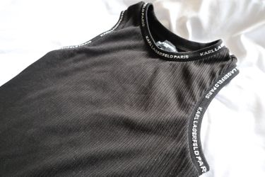 Karl Lagerfeld Paris Black Ribbed Bodycon Dress – Size XS