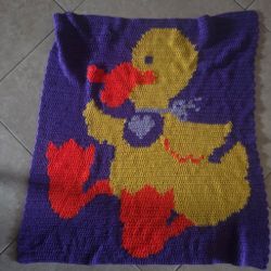 Baby Blanket Handmade Crochet Duck Throw 36 In X 36 Inches