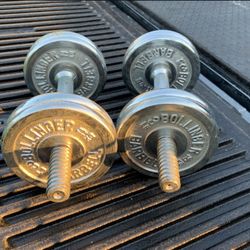 Unique Pair Of Chrome Dumbbells With Spindown Plates 