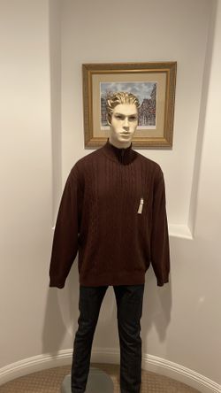 Haggar 1/4 Zip Men’s Long Sleeve Sweater Brown Size CXL