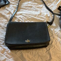 First Edition Black Leather Cross Body Purse