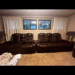 Ashley Furniture ( Brown Leather Electric Reclining Couches) 