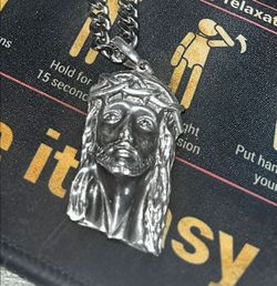 Silver Jesus piece pendant .925