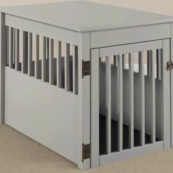 Dog Crate/Kennel Lg Solid Wood NEW decorative Grey crate End Table for fur baby