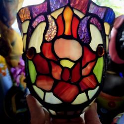 Vintage Meyda Tiffany Bell Multicolored Stained Glass Lamp Shade 6"×7"
