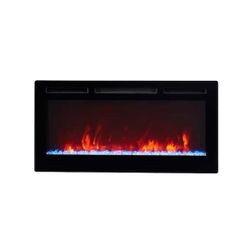 131 36 in. Wall Mount and Recessed Electric Fireplace in Black