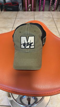 Mecum M Block Military Trucker Hat Green Mens OSFM Snapback Mesh Embroidered