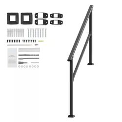 SVOPES 4-5 Step 36.22 in. H x 3.31 in. W, Black, Steel, Stair Railing Kit, Handrails for Outdoor Steps, Stair Rails for Seniors