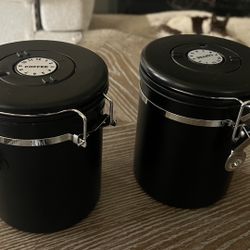 2 Metal Coffee Canisters 