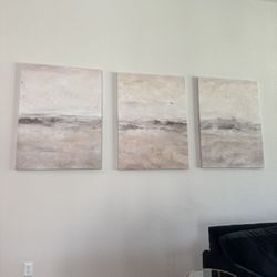 Hand painted large textured landscape painting (3 pieces)