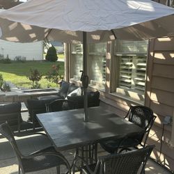 Patio Table Set With Chairs And Umbrella 