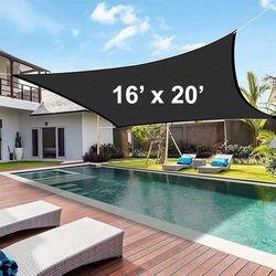 $50 (Brand New) Rectangle 16x20’ XL Sun Shade Sail Outdoor Canopy Top Cover 175gsm w/ Ropes (Beige, Gray, Black)