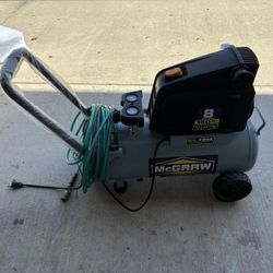 McGraw 8 Gallon Air Compressor 150 PSI – Portable Oil-Free w/ Hose