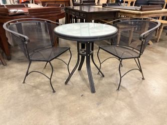 Wrought Iron Patio Set with Glass Top Table