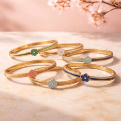 Gold Filled Floral Enamel Bangle – six bangle $65