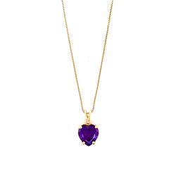 14K Gold Heart Shaped Amethyst Pendant Necklace