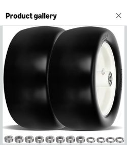 2 Pcs Upgrade 13x6.50-6 Lawn Mower Tires Flat Free with 3/4" 1/2" 5/8" Bearing