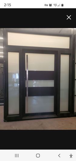 94x120. wrought. iron. door. smart. glass