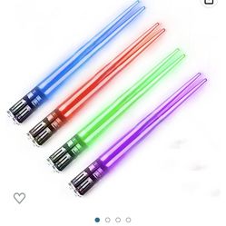 Lightsaber Chopsticks Star Wars Light Up - LED Glowing Light Saber Chop Sticks - Reusable Sushi Lightup Sabers Chopstick Set Of 4 Pairs - Blue & Red &