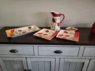 Pier 1 Import Dishes And Water Pitcher. 