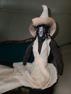 Amazing New Orleans Witch Doll with Vintage Coffin and Key