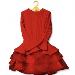 Bonnie Jean Red Girls Sweater Dress With Bell Sleeves