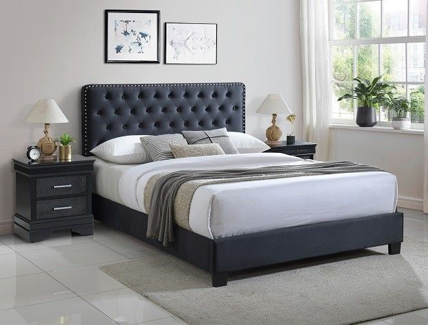 Brand New Box Delivery Setup Service Available Black Velvet Queen Size Bed Frame Only Special