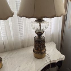 Brass and crystal lamps