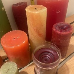 Lot of 9 Assorted Pillar Candlles