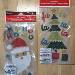 NEW Santa & Christmas Tree Window Gel Clings Lot