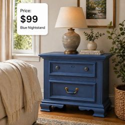 Two Drawer Blue Nightstand - Price Negotiable 