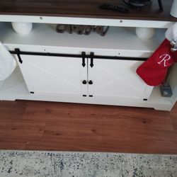 Intertainment Center With Lighting At Night 