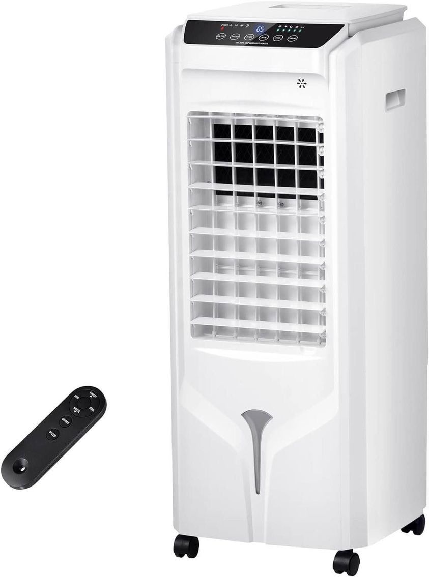 AKIRES 31in White Portable Tower Fan Remote Control Oscillation 12H Timer Standing Floor Fan Wheels